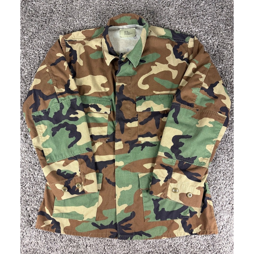 US Military BDU Camouflage Field Jacket Woodland Combat Large Long Mens